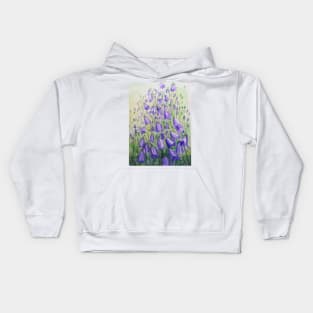 Purple harebells watercolour painting Kids Hoodie